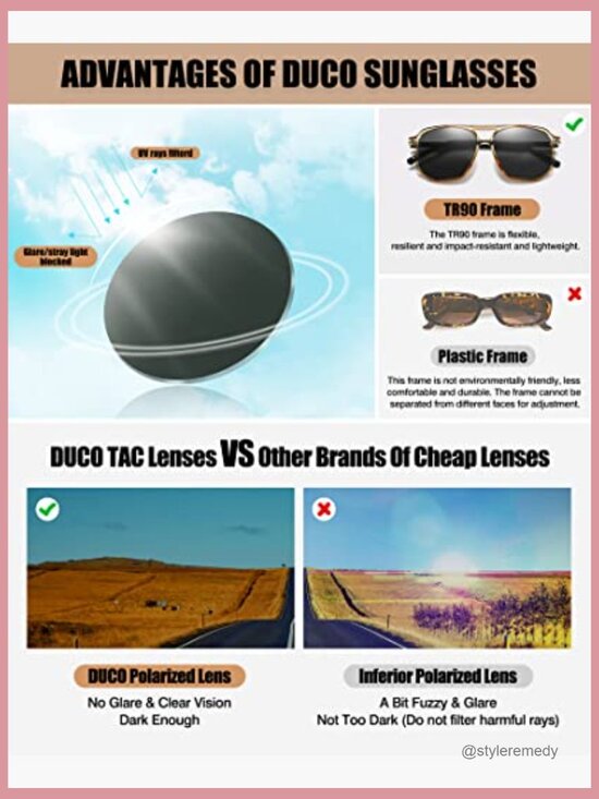 Polarized Square Aviator Sunglasses with Double Bridge TR90 Frame